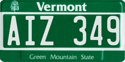 VT license plate AIZ349