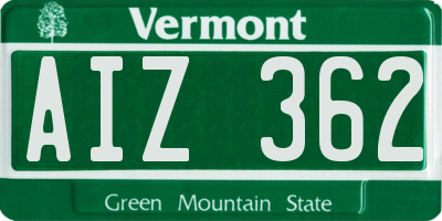 VT license plate AIZ362