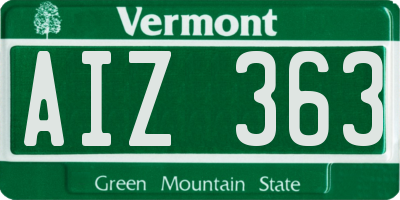 VT license plate AIZ363