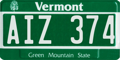 VT license plate AIZ374