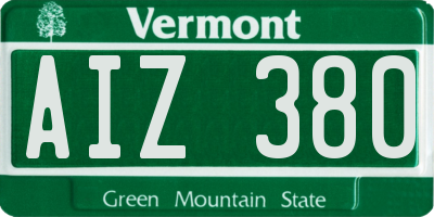 VT license plate AIZ380