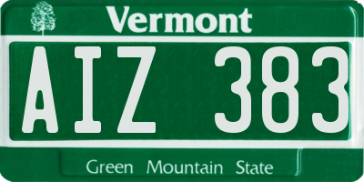 VT license plate AIZ383
