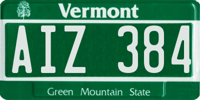 VT license plate AIZ384