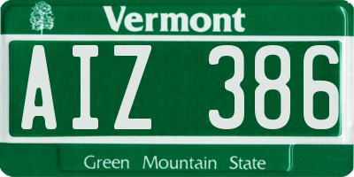 VT license plate AIZ386