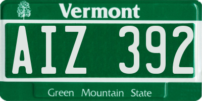 VT license plate AIZ392