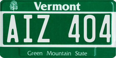 VT license plate AIZ404
