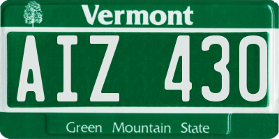 VT license plate AIZ430