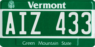 VT license plate AIZ433