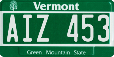 VT license plate AIZ453