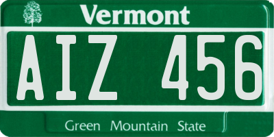 VT license plate AIZ456