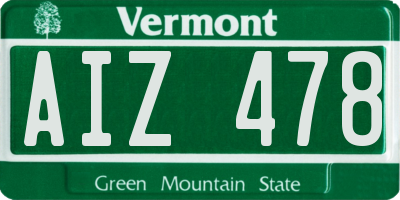 VT license plate AIZ478