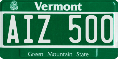VT license plate AIZ500
