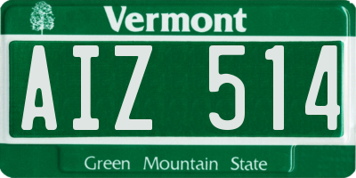 VT license plate AIZ514