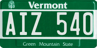 VT license plate AIZ540
