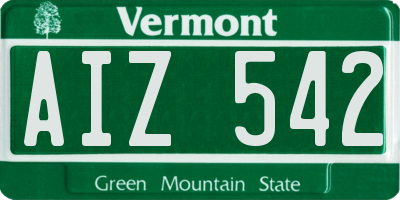 VT license plate AIZ542