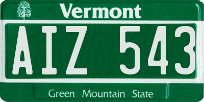 VT license plate AIZ543