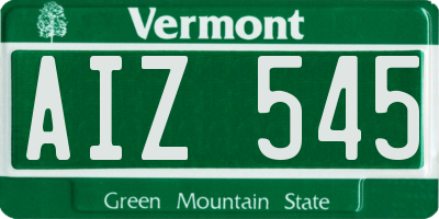 VT license plate AIZ545