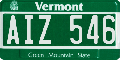 VT license plate AIZ546