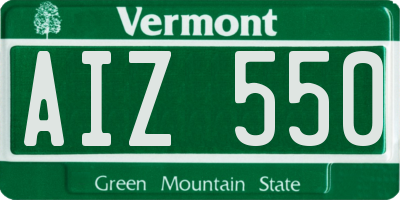 VT license plate AIZ550