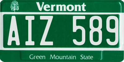 VT license plate AIZ589