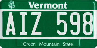 VT license plate AIZ598