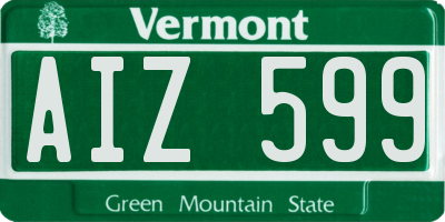 VT license plate AIZ599