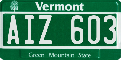 VT license plate AIZ603