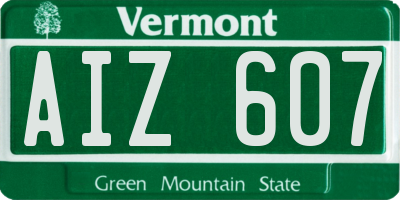 VT license plate AIZ607