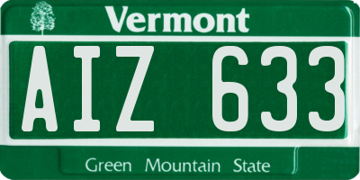VT license plate AIZ633