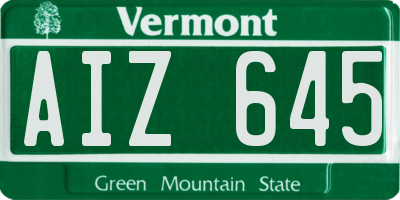 VT license plate AIZ645
