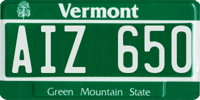 VT license plate AIZ650