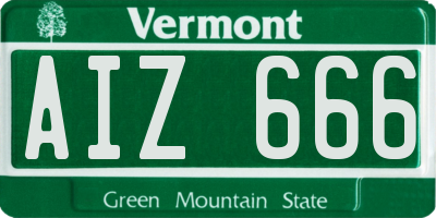 VT license plate AIZ666