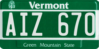 VT license plate AIZ670