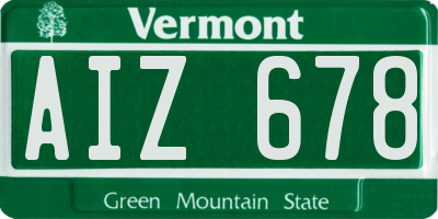 VT license plate AIZ678