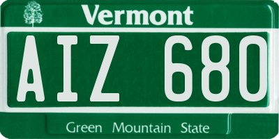 VT license plate AIZ680