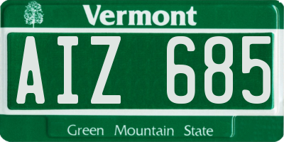 VT license plate AIZ685