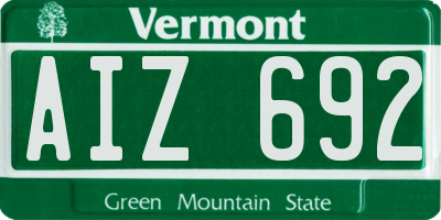 VT license plate AIZ692