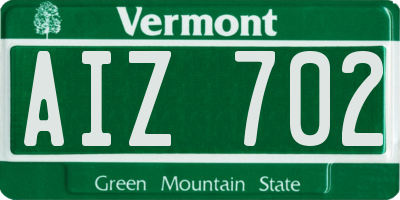VT license plate AIZ702