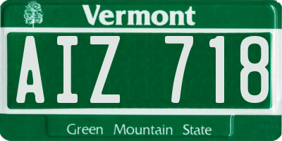 VT license plate AIZ718