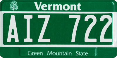 VT license plate AIZ722