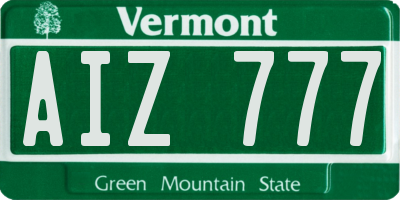 VT license plate AIZ777