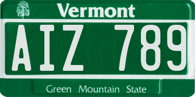 VT license plate AIZ789