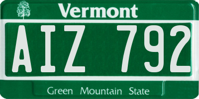 VT license plate AIZ792
