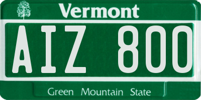 VT license plate AIZ800