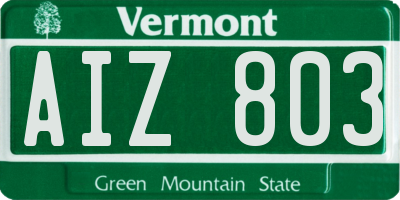 VT license plate AIZ803