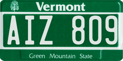 VT license plate AIZ809