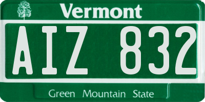 VT license plate AIZ832