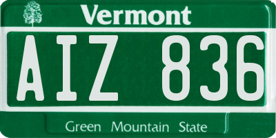 VT license plate AIZ836