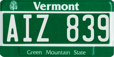 VT license plate AIZ839