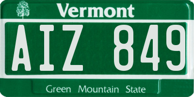 VT license plate AIZ849